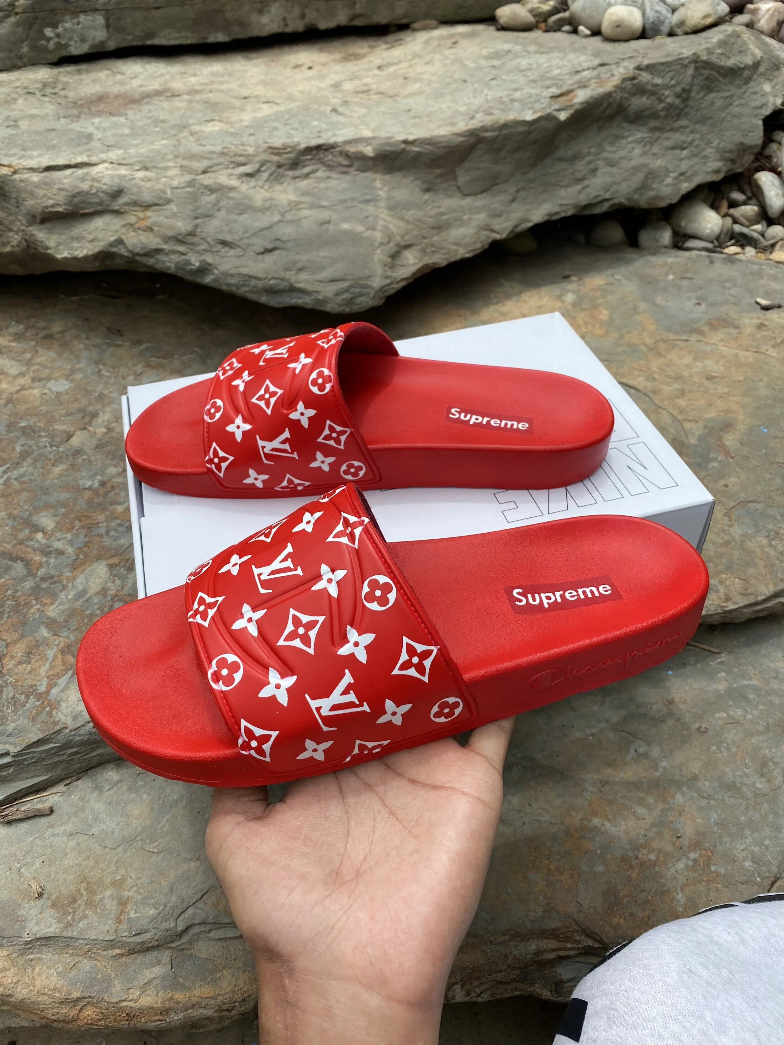 Supreme Louis Vuitton Supreme Slippers Supreme Flip Flops Real Red